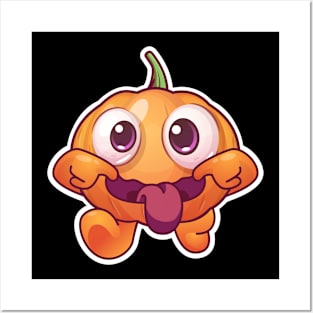 Halloween cheeky Jack-O-Lantern (on dark colors) Posters and Art